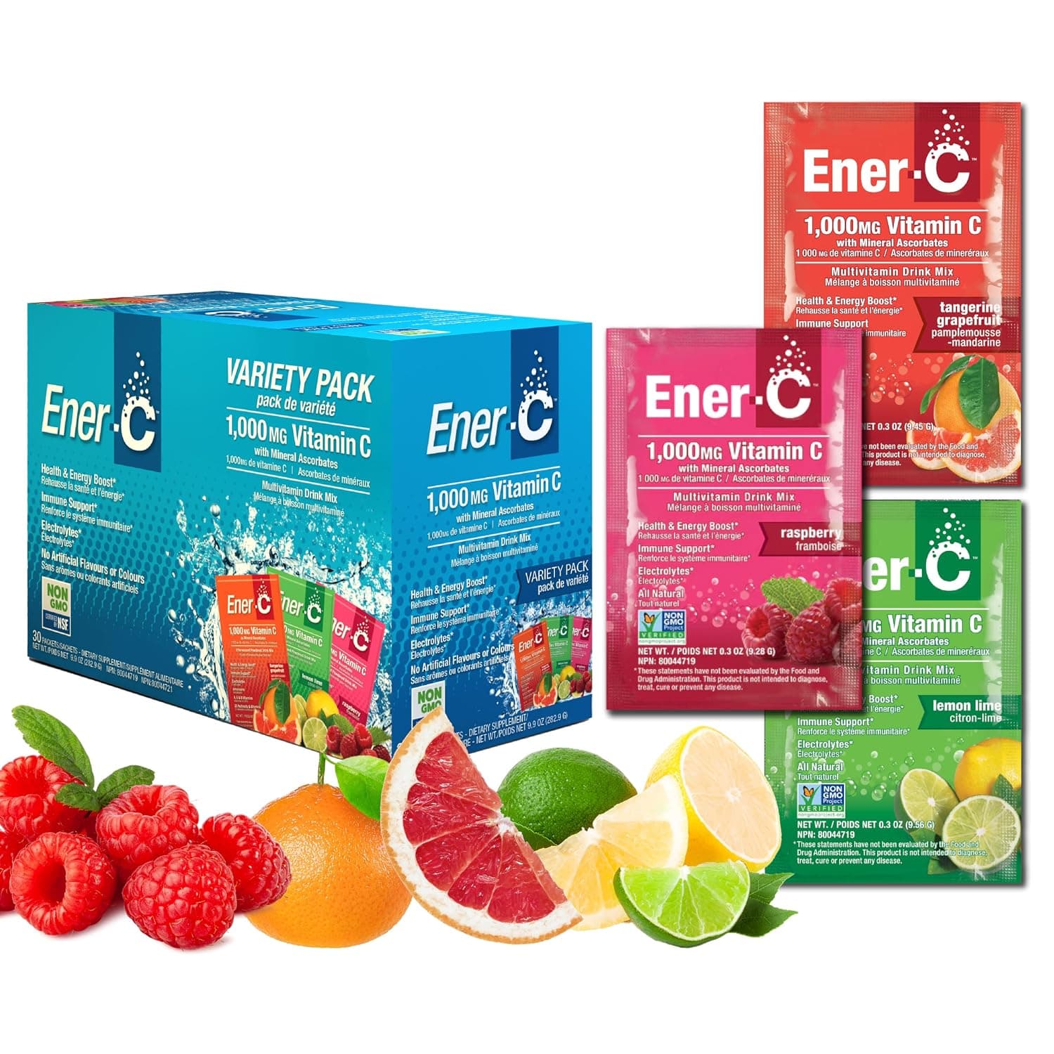 Ener-C Vitamin C Multivitamin Drink Mix, Variety Pack (282.9g, 9.9oz) Pack of 30