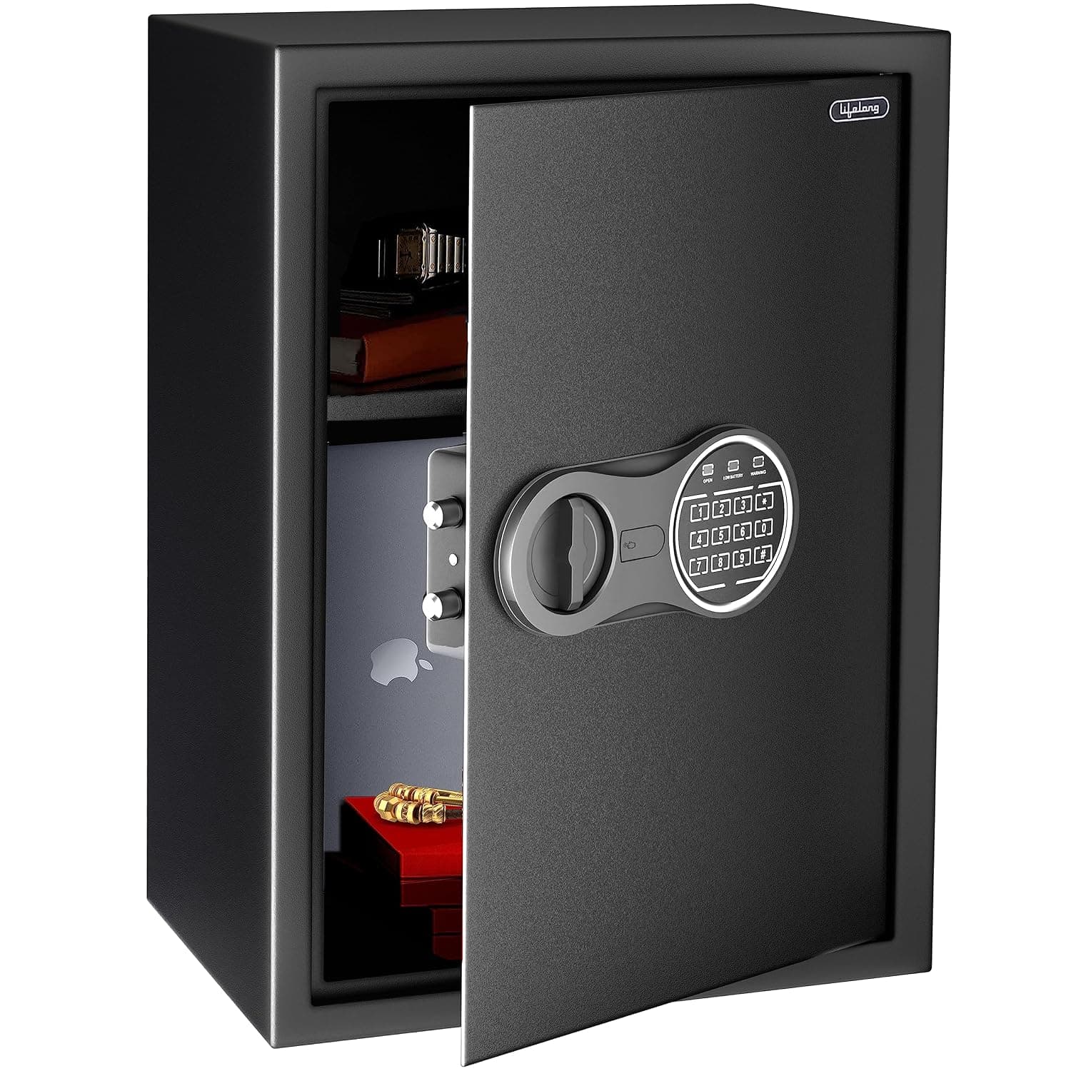 Lifelong LLHS20A 56 Litres Home Safe Electronic Locker| Digital Security Safe for Home & Office with Motorized Locking Mechanism, 2 Cubic Feet(1 Year Warranty, Black)