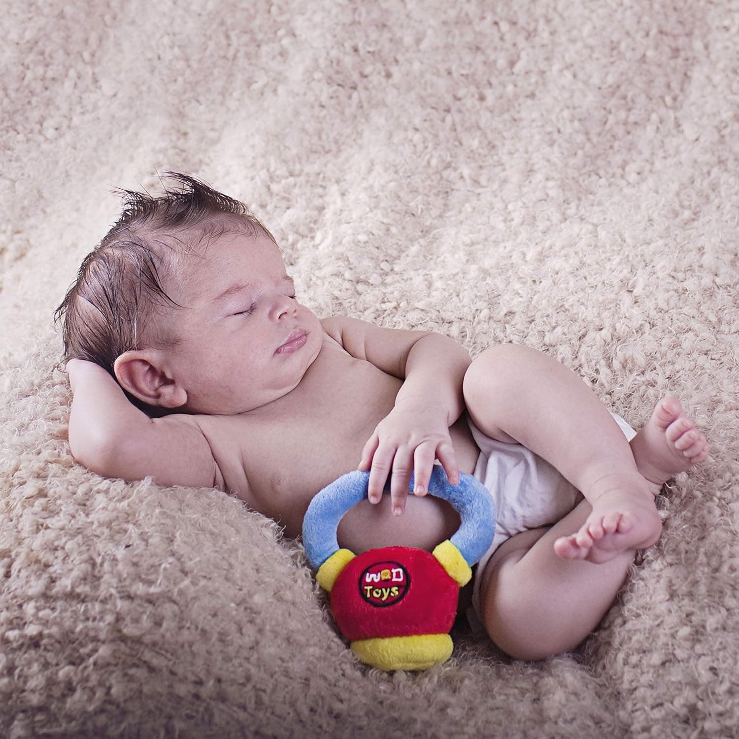 WOD Toys Baby Kettlebell Plush Kettle with Rattle - Safe, Durable Fitness Toy for Newborns, Infants and Babies