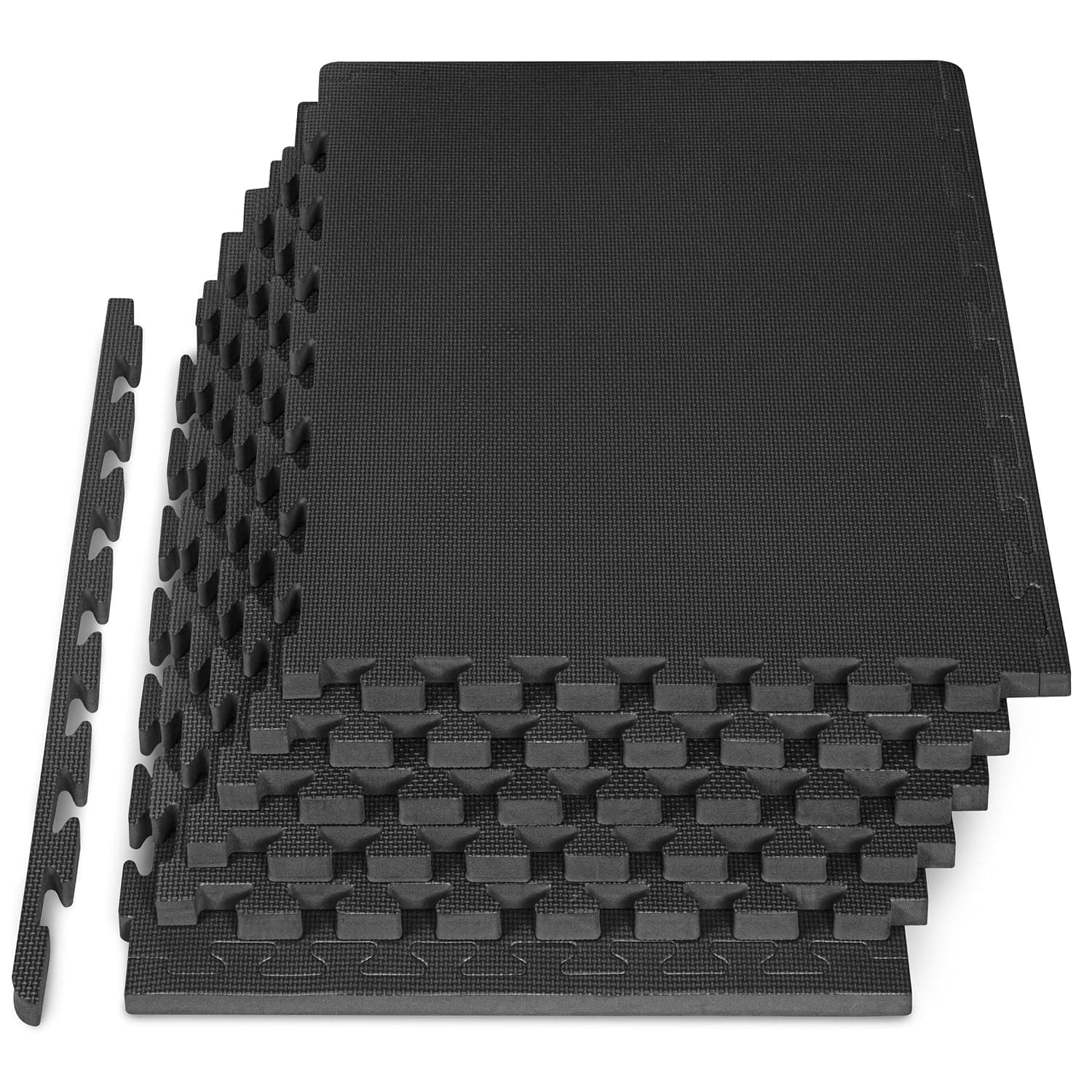 ProsourceFit Extra Thick Puzzle Exercise Mat 1", Eva Foam Interlocking Tiles For Protective, Cushioned Workout Flooring For Home And Gym Equipment, Black