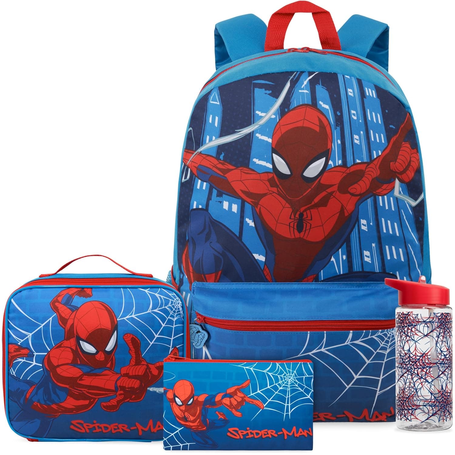 Get Trend Spider-Man | Spidey | TMNT Boys Backpack Set 4 Pc with Insulated Lunch Bag, Pencil Case & BPA Free Water Bottle for School, Gifts for Boys, Blue/Multi Spiderman, 4-Piece Set, Spiderman 4