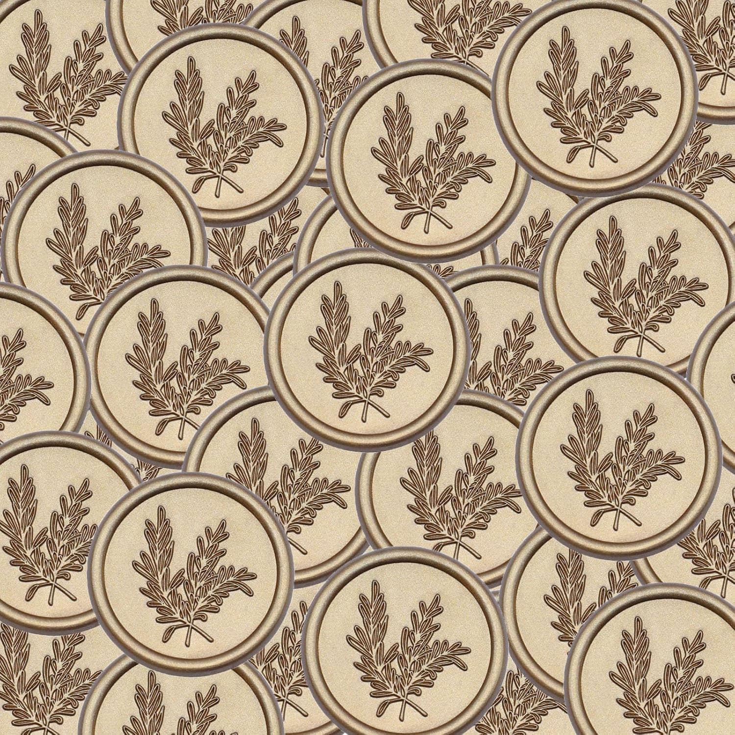 50 x Bronze Rosemary Wax Seal Stickers, Pre-made Self Adhesive Wedding Invitations, Gift Wrapping, Letters, Scrapbooking