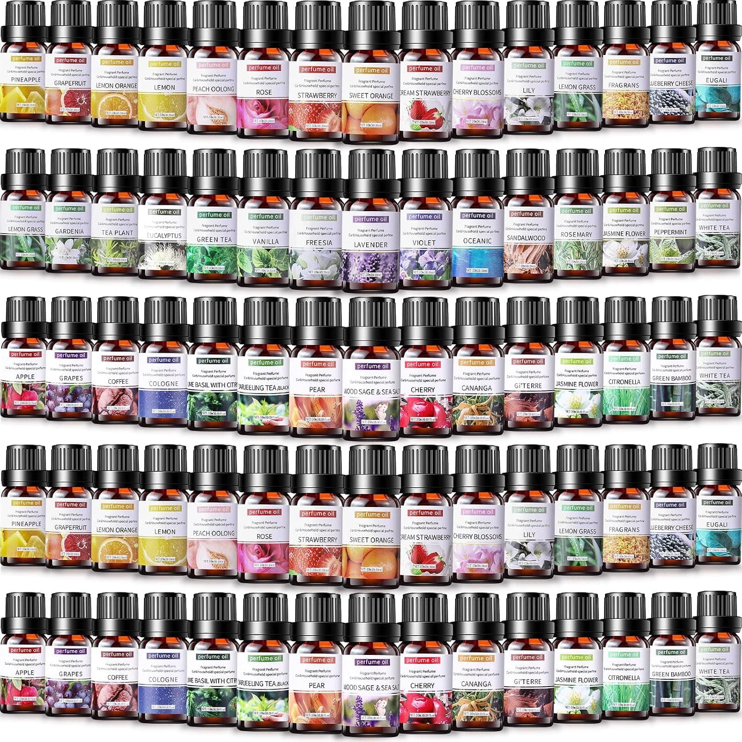 42 Pcs Essential Oils Set for Diffuser, Fragrance Scented, Classic | 10ml, Candle Soap Making, Fruit Floral Aroma, Sweet Orange, Lavender Rose, Peppermint Scents, Humidifier Use, Bath Bomb, DIY