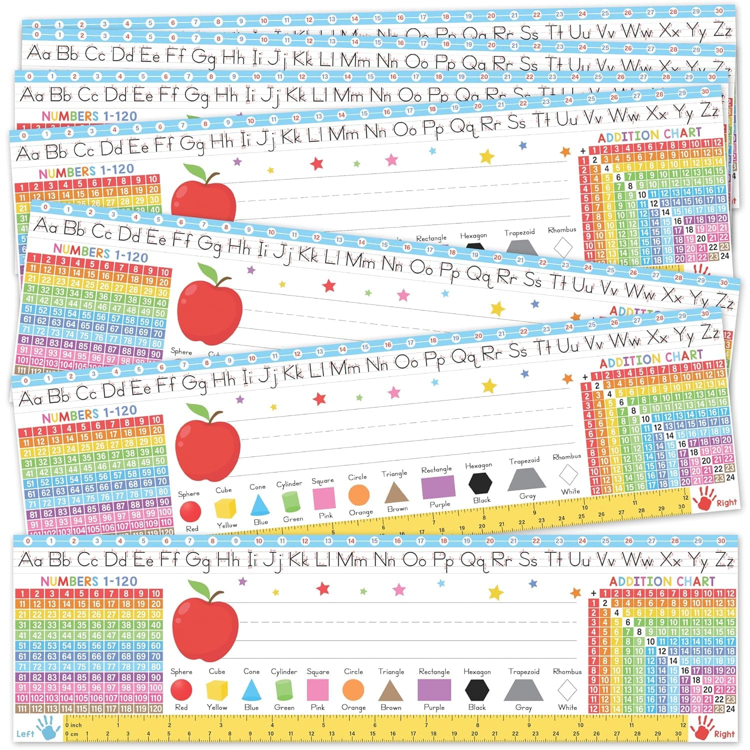 King Print Desk Name Tags for Classroom, 30 Pack Colorful 14x4
