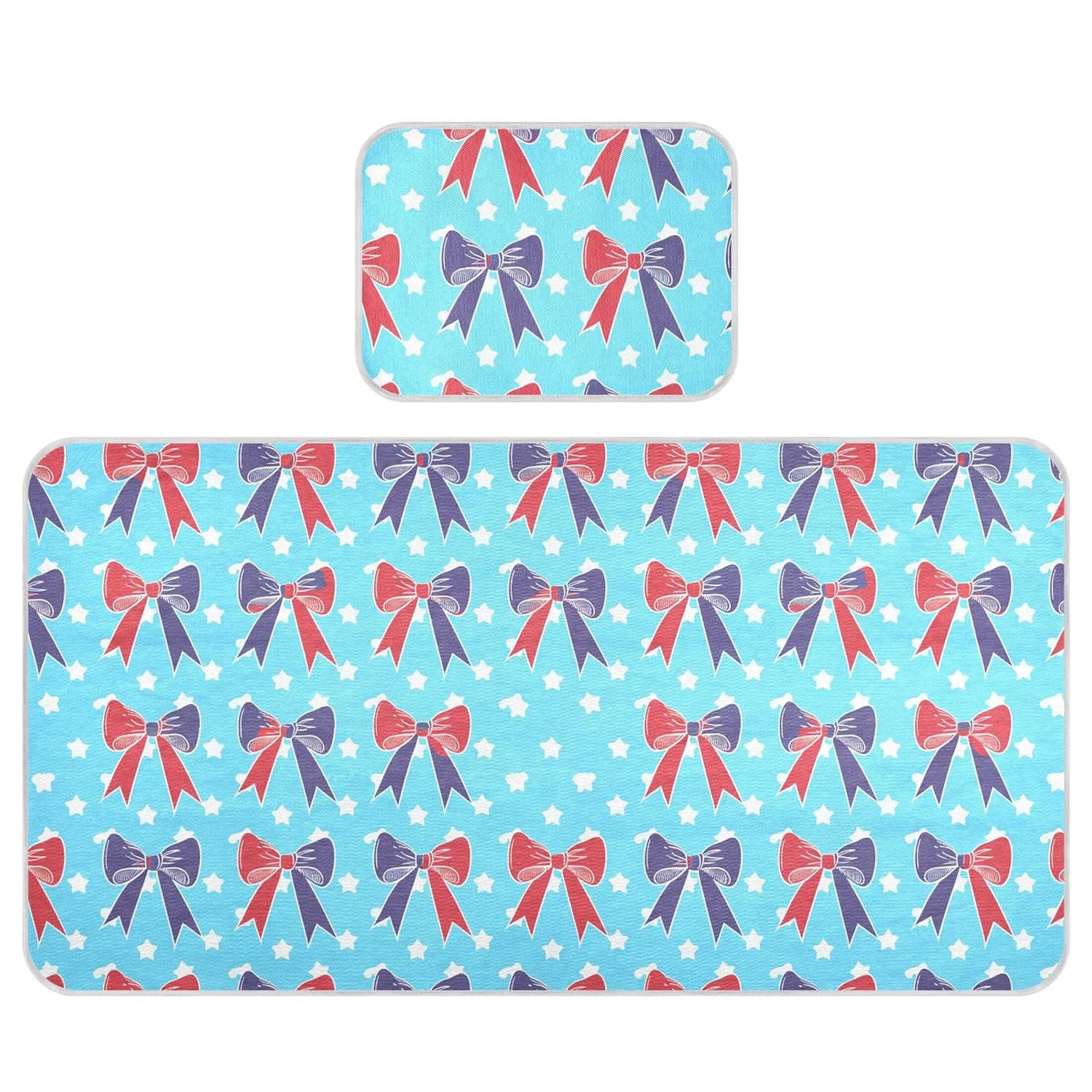 Red Blue Bows Baby Cooling Mattress Pad, Soft & Breathable Cooling Mat Keep Baby Cool in Summer 28x52 in, Nursery Essential