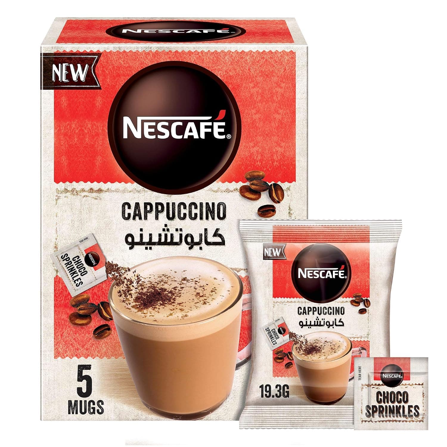 Nescafe Cappuccino Foamy Coffee Mix With Chocolate Sprinkles 19.3g (5 Sticks)