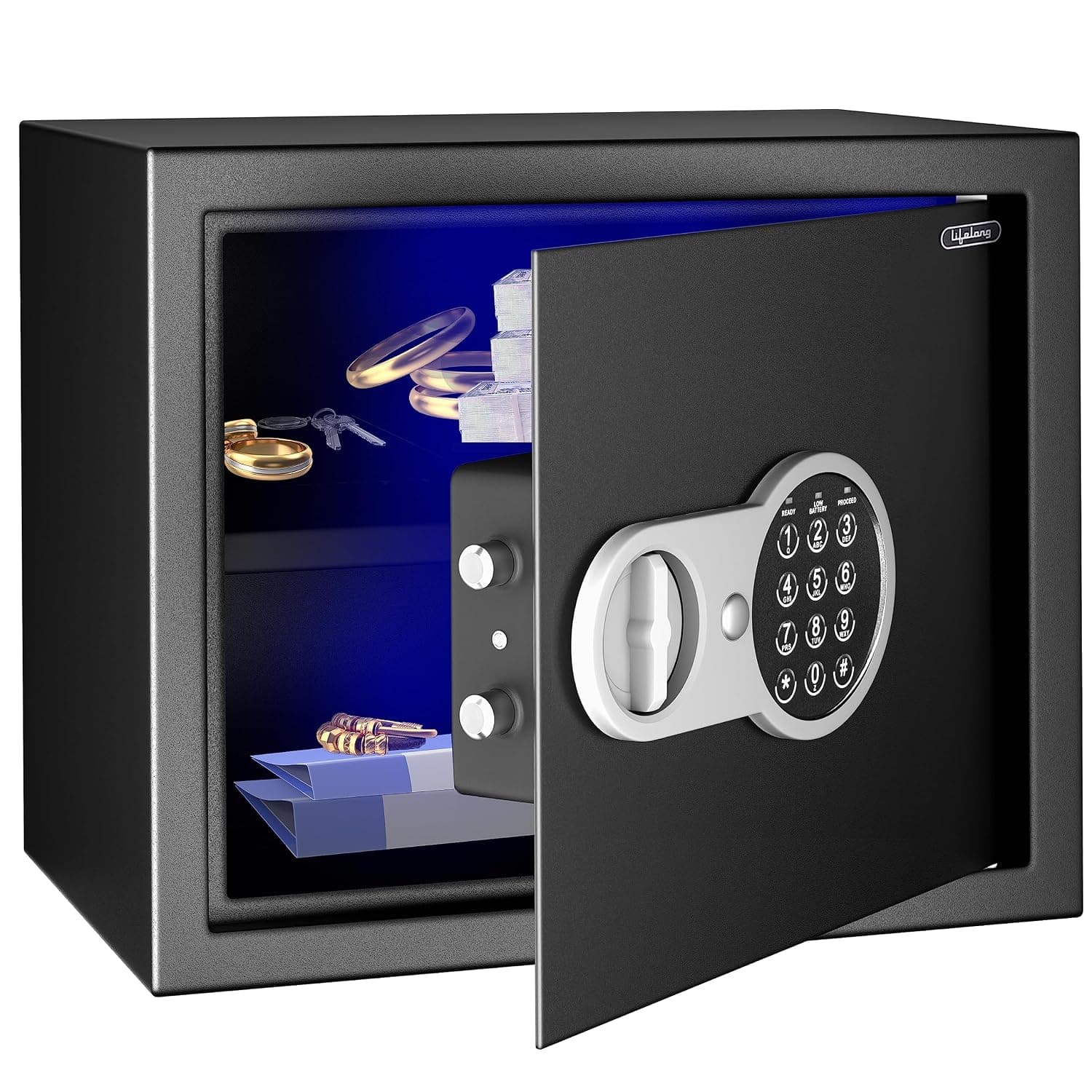 Lifelong LLHSL12 34Litres Home Safe Electronic Locker with LED Light | Digital Security Safe for Home & Office - 1.2 Cubic Feet, (1 Year Warranty, Black)