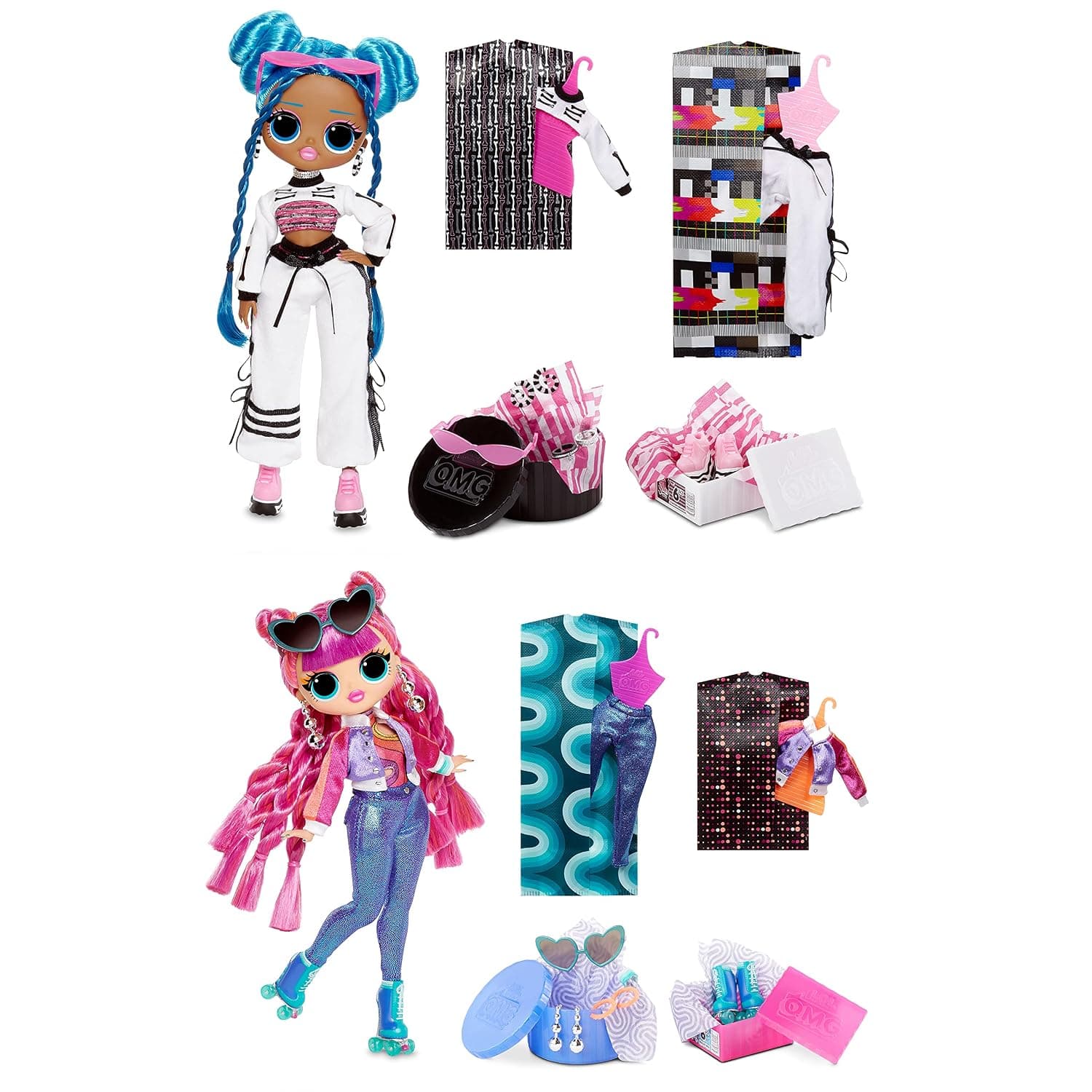LOL Surprise OMG Fashion Doll 2-Pack Roller Chick & Chillax - Exclusive Dolls with 40 Surprises Including Fashions & Accessories - Reusable Packaging Playset - Series 3 - Collectable for Kids Age 4+