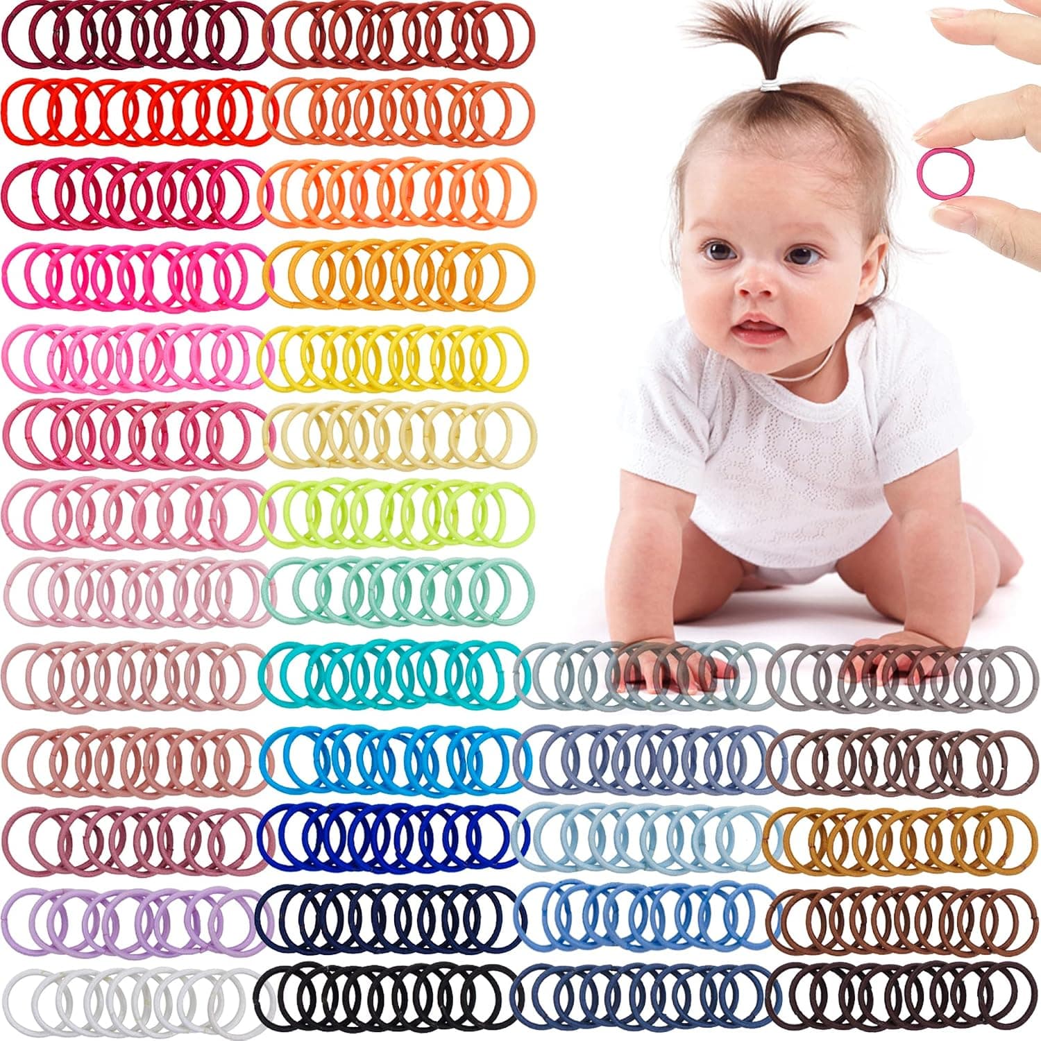 CÉLLOT 360PCS Baby Hair Ties, 36 Multicolors Elastic Hair Ties,2cm in Diameter No Crease Finger Rubber Hair Elastics,Small Thin Hair Ponytail Holders Hair Accessories for Baby Girls Toddlers Kids | 36 Multicolors | 2cm in Diameter | Elastic Hair Ponytail Holder Hair Accessories