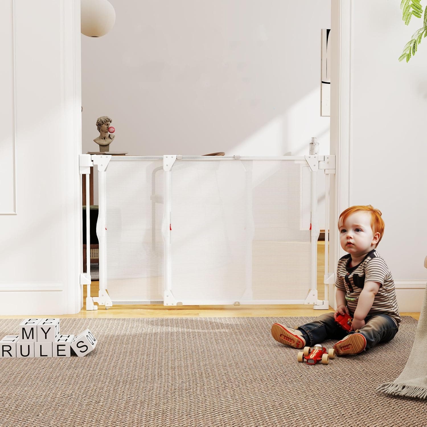 Baby Safety Gate Folding Automatic Close Baby Gate, Extra Wide Baby Gate, Max Up to 110cm, Stair Barrier for Kids and Pets Indoor and Outdoor Use