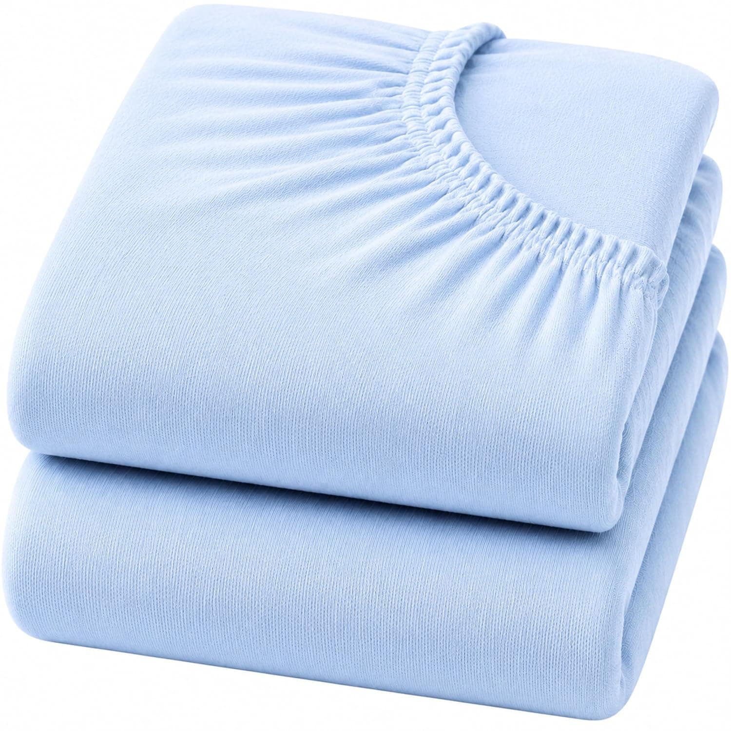 Dudu N Girlie Cot Fitted Sheets 120 x 60cm Cotton Fitted - Travel Cot Sheets 120x60 Fitted Hypoallergenic Baby Cot Sheets Bedding Elasticated Breathable Easy Care (Pack of 2, Blue)