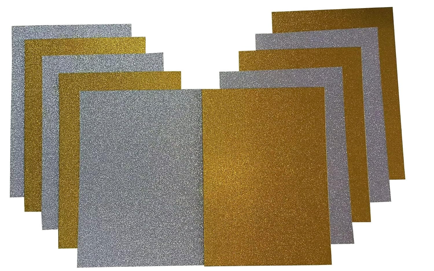 10pcs A4 Sheets Glitter Cardstock Card Making DIY Material Sparkling Craftwork Scrapbooking Gift Wrapping Box Tissue Paper Sheets for Wrapping (Silver+Gold)