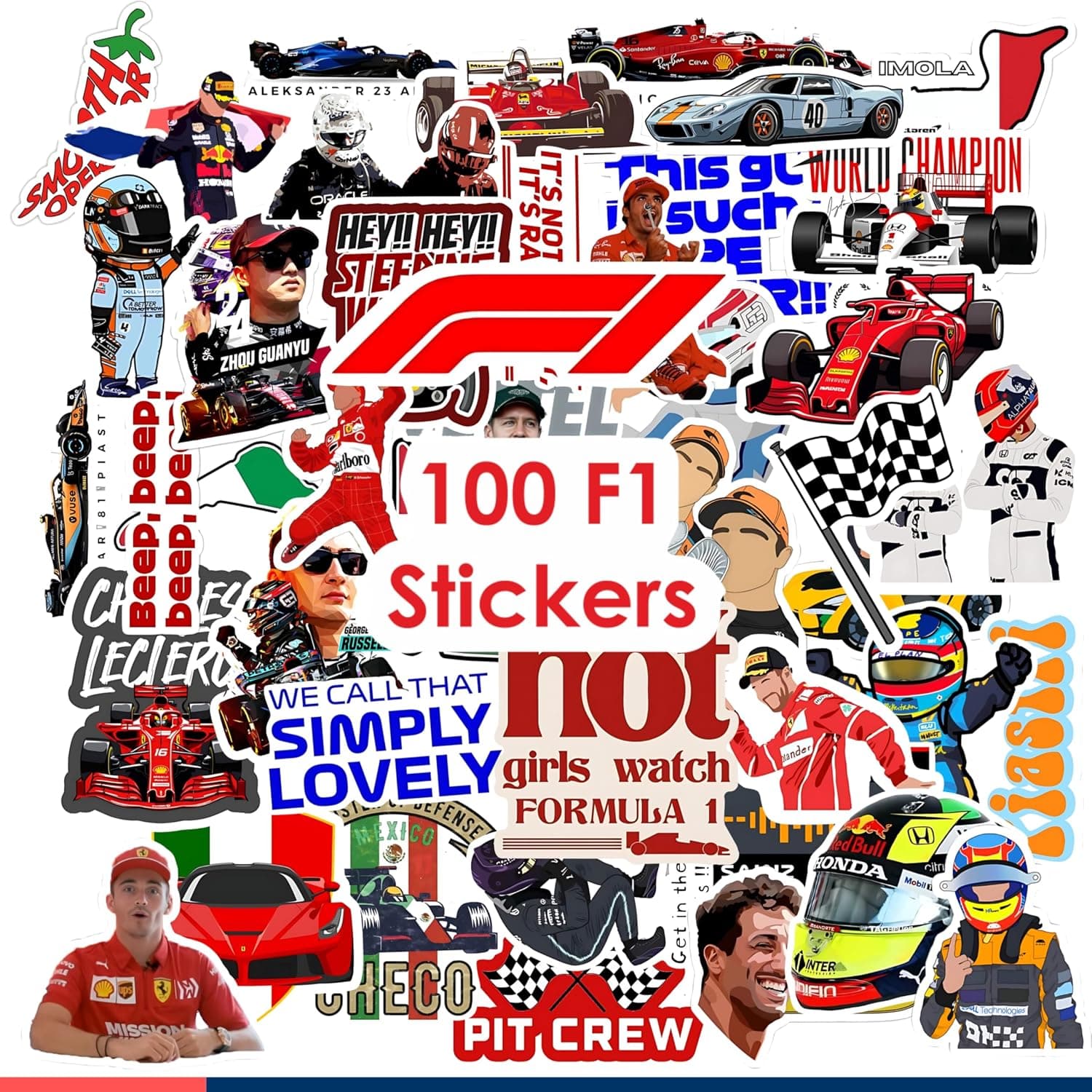 11 Strokes Stickers Set of 100 f1 Stickers I Formula 1 car I f1 Merch car Sticker I Ferrari I Formula car – Gifts for Car Lovers
