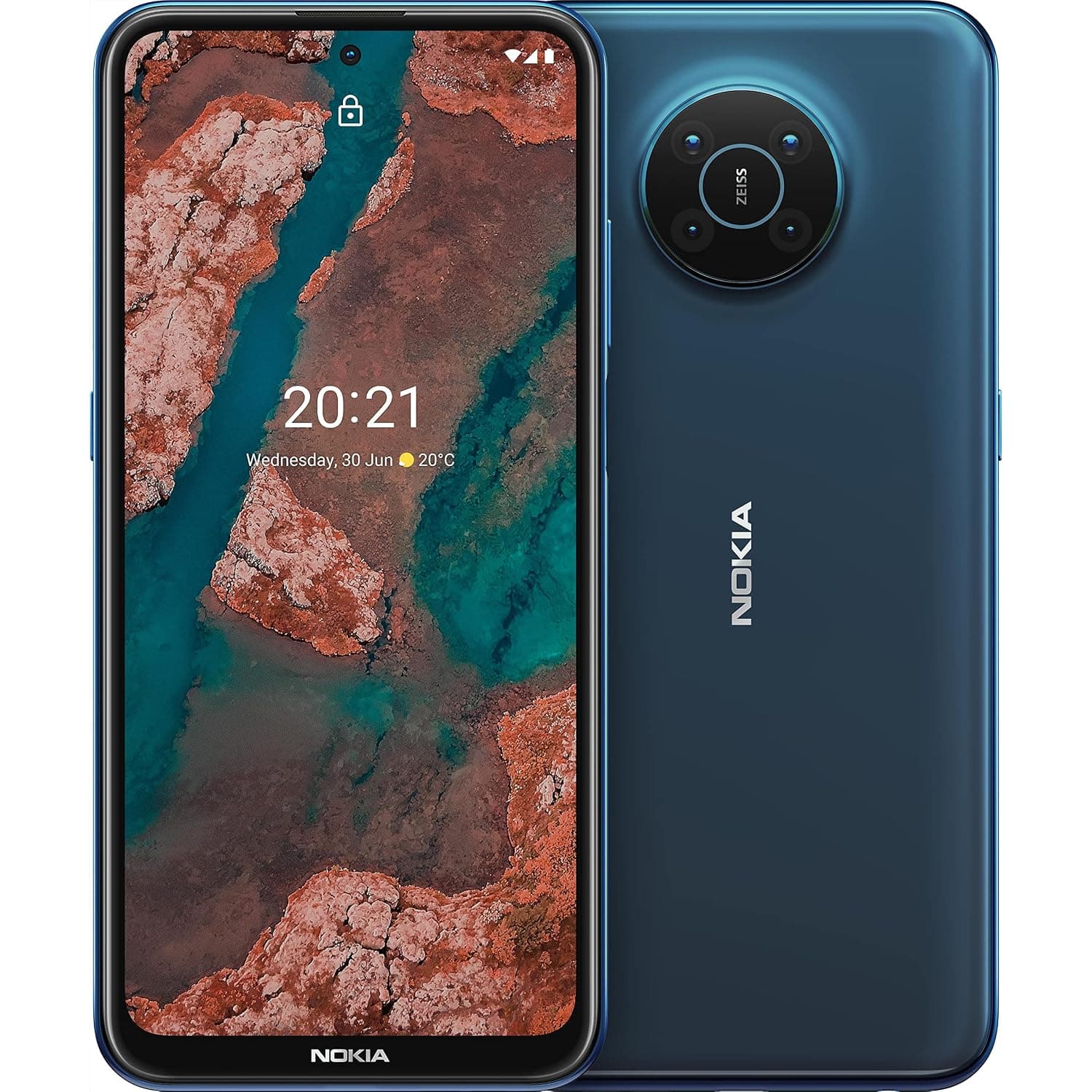 Nokia X20 5G smartphone, dual SIM, RAM 6GB, ROM 128GB, 64MP quad camera, watermark capability, 6.67" Full HD+ display, durable design, 2 days battery life and Pure Android 11 - Nordic Blue