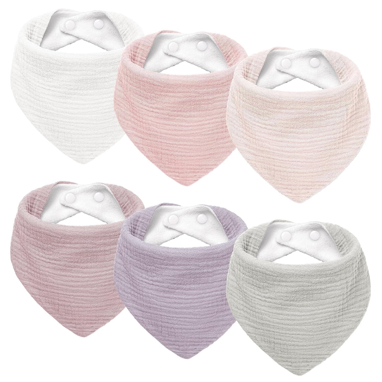 Susurration Muslin Baby Drool Bibs 6Pack Soft Triangular Adjustable Baby Bandana Bibs for Unisex Girls & Boys