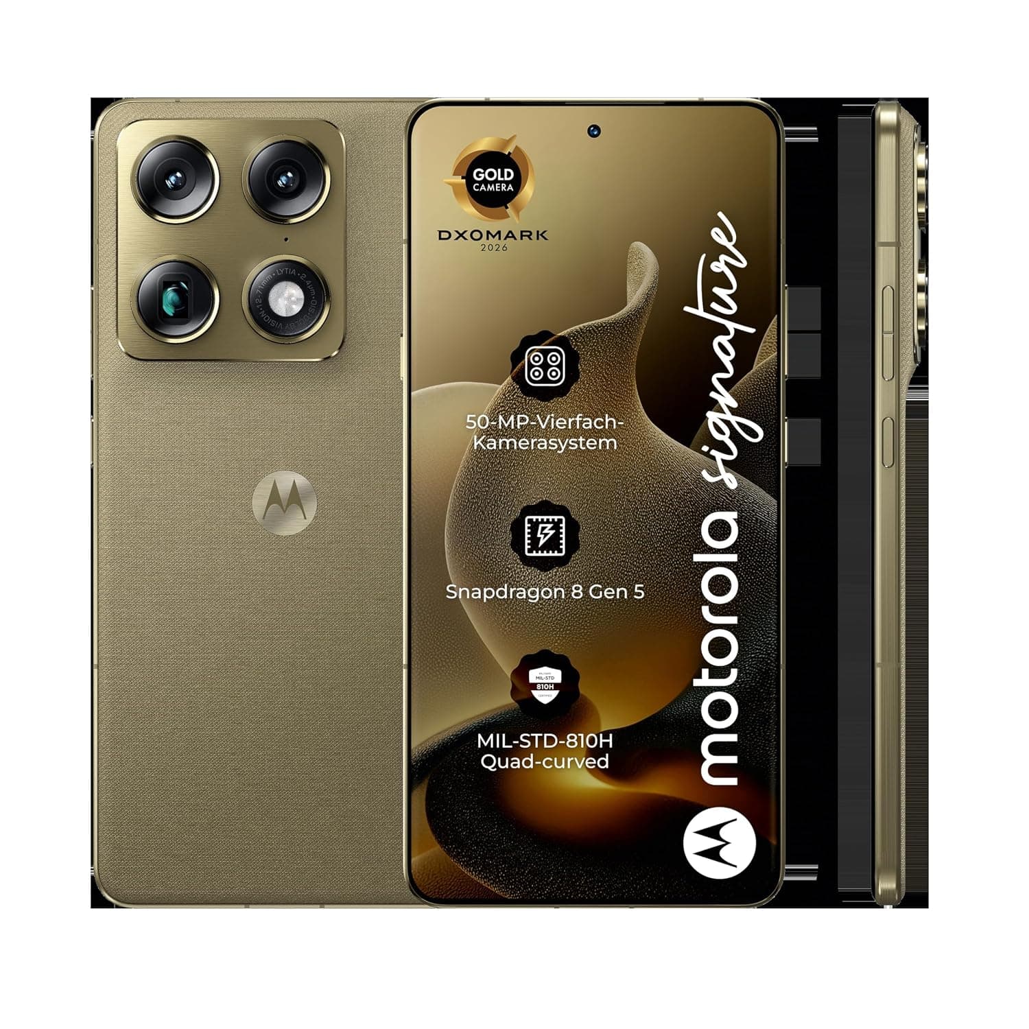 Motorola Signature Dual-SIM 512GB ROM + 16GB RAM (GSM Only | No CDMA) Factory Unlocked 5G Smartphone (Pantone Martini Olive) - International Version