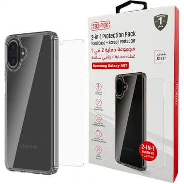 Techpick Clear Case + Tempered Glass Smartphone Case Bundle
for Samsung Galaxy A07 , Clear