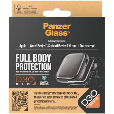 PanzerGlass Full Body Protection Smartwatch Fit Case
for Apple Watch Series 9 41, Clear