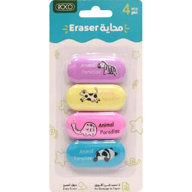 Roco Rubber Eraser
Oval with Printed Animals, Assorted Color