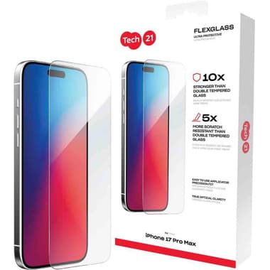 Tech21 FlexGlass Ultra Smartphone Screen Protector
for iPhone 17 Pro Max, Tempered Glass, Clear