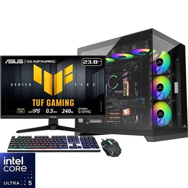 انفني ارك (كيوب برو (باندل بي سي مجموعة مع شاشة ألعاب TUF Gaming Series 5 VG249QM5Aفي 3 ؛ مجموعة ألعاب 1
معالج مخصص للالعاب, انتل كور الترا 5 225اف, 16 جيجابايت رام, جيجابايت 8) تي آي 5060 انفيديا جي فورس آر تي اكس), تخزين 1 تيرابايت SSD PCI
