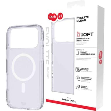 Tech21 EvoClear with MagSafe Back Cover Mobile Case with MagSafe
for iPhone 17 Pro, Clear