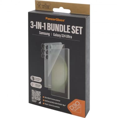 PanzerGlass 3-in-1 Protection Pack Hard Case + Screen Protector + Hoops Camera Lens Protector Smartphone Case Bundle
for Samsung Galaxy S24 Ultra, Clear