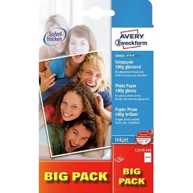 Avery Zweckform Big Pack Photo Paper
Glossy, White, 10 X 15 cm, 180 gsm, 100 Sheets