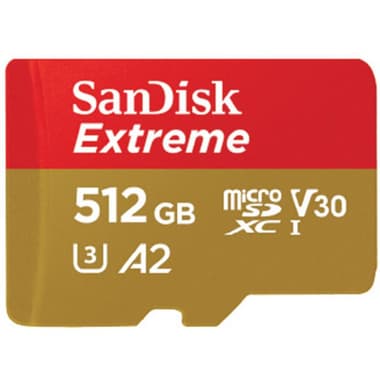 SanDisk Extreme MicroSDXC
512 GB, Class 10: Max 190 Mbps Speed Performance