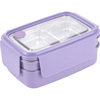 Lunch Box
Rectangle, Double Layer with Fork, Purple