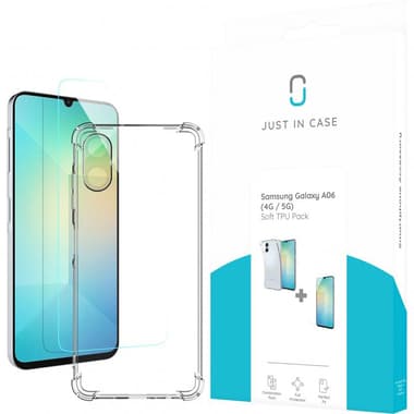 Just in Case 2-in-1 Case + Screen Protector Smartphone Case Bundle
for Samsung Galaxy A06 5G/Galaxy A06, Clear