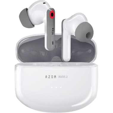 AZOM Buds 2 Earbuds
Active Noise Cancelling, Bluetooth/Wi-Fi, USB (Charging), Built-in Microphone, Grey/White
