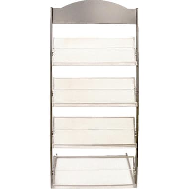 Floor Display Rack
4 Pockets, Magazine/Newspaper Size, Dark Grey/Silver