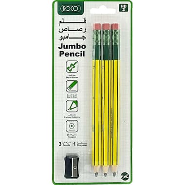 Roco Hexagonal Yellow Barrel With Eraser Pencil Set
2HB, Standard, 4 Pieces