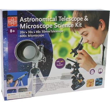 Edu Toys Microscope + Telescope
Microscope: 600X;Telescope Lenses: 20X/30X/40X, 8 Years and Above, Silver/Black