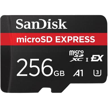 SanDisk Express MicroSDXC
256 GB, Read Speed: up to 880MB/s, Write Speed: up to 650MB/s