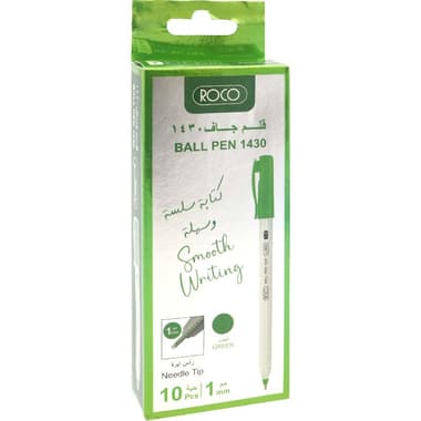 Roco 1430 Dry Ink Pen
Green Ink Color, 1 mm, Ballpoint, 10 Pieces