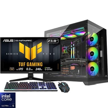 انفني ارك (كيوب برو (باندل بي سي مجموعة مع شاشة ألعاب TUF Gaming Series 5 VG249QM5Aفي 3 ؛ مجموعة ألعاب 1
معالج مخصص للالعاب, انتل كور الترا 5 225اف, 16 جيجابايت رام, جيجابايت 8) 5060 انفيديا جي فورس آر تي اكس), تخزين 1 تيرابايت SSD PCIe NVMe