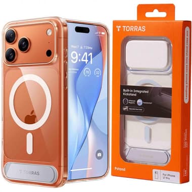 Torras Pstand Back Cover Mobile Case with MagSafe
for iPhone 17 Pro, Clear