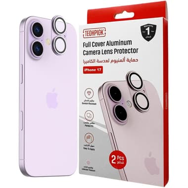 Techpick Full Coverage Aluminum Color-Matched Camera Protector (Full Frame) Smartphone Camera Accessory
for iPhone 17, Lavender