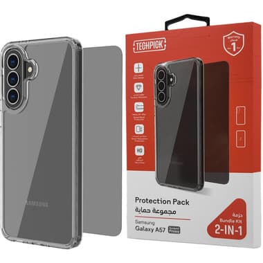 Techpick Clear Case + Privacy Tempered Glass Smartphone Case Bundle
for Samsung Galaxy A57 5G, Clear