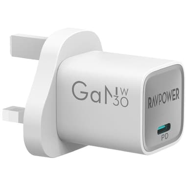 RAVPower PD Pioneer 30W Wall Charger PD with GaN Technology
USB PD (Power Delivery), 30 Watts, Single USB-C, White