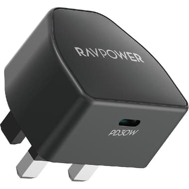 RAVPower PD Pioneer USB-C Wall Charger
USB PD (Power Delivery), 30 Watts, Single USB-C, Black