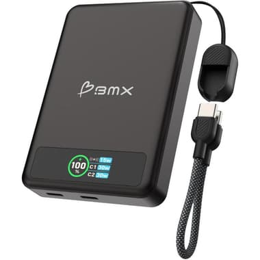 BMX SolidSafe Power Bank
Fast Battery Charging, 10000 mAh, Dual USB-C, Black