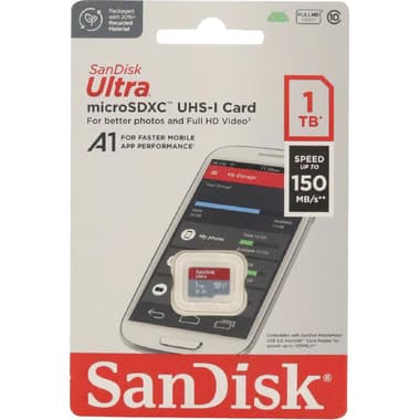 SanDisk Ultra UHS I MicroSDXC
1 TB, Class 10: Max 150 Mbps Speed Performance