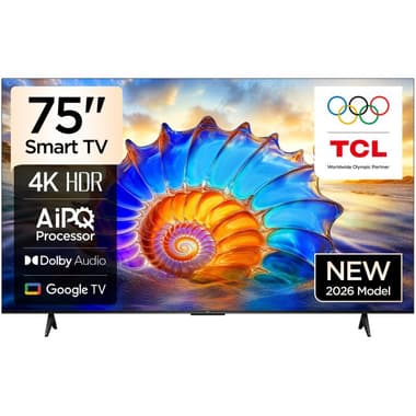 TCL 75" Smart TV
4K LED, 60 Hz, Black, V6D
