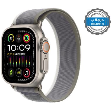 Renewed Grade B Apple Watch Ultra 2
GPS + Cellular, eSIM Supported, Natural Titanium Case/Green/Grey Trail Loop - Small/Medium