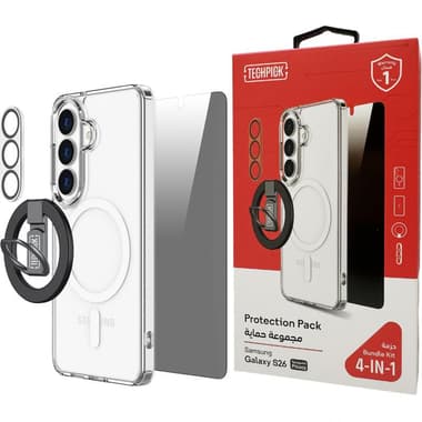 تيكبيك 4 في 1 بروتيكشن باك غطاء ماغ سيف + زجاج مقسى للخصوصية + واقي عدسة الكاميرا + مغناطيس مجموعة حافظة للهاتف الذكي
متوافق مع سامسونج جالكسي اس 26 ايدج, شفاف