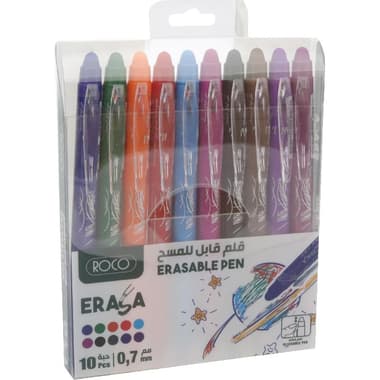 Roco Erasable Pen
Assorted Colors, 0.7 mm, Ballpoint, 10 Pens