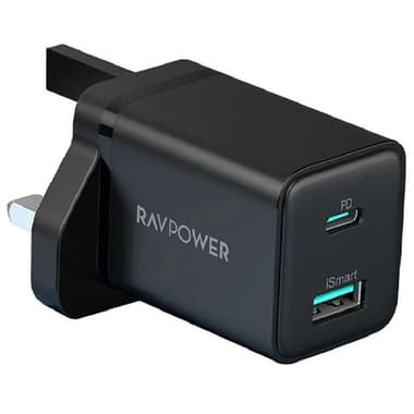 RAVPower RP-PC168 PD Pioneer 20W Dual Port Wall Charger
USB PD (Power Delivery), 20 Watts, Dual USB (USB-A/USB-C), Black